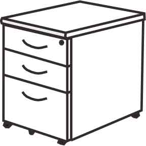 veneer 3 drawer mobile cabinet illustration