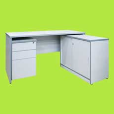 laminated wooden desk with mobile drawer and keyboard drawer